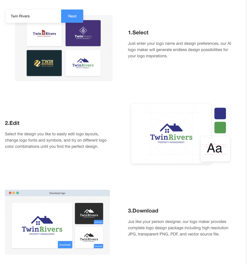 Seleccionar, editar.y descargar. Así funcionan las IAs para generar logos