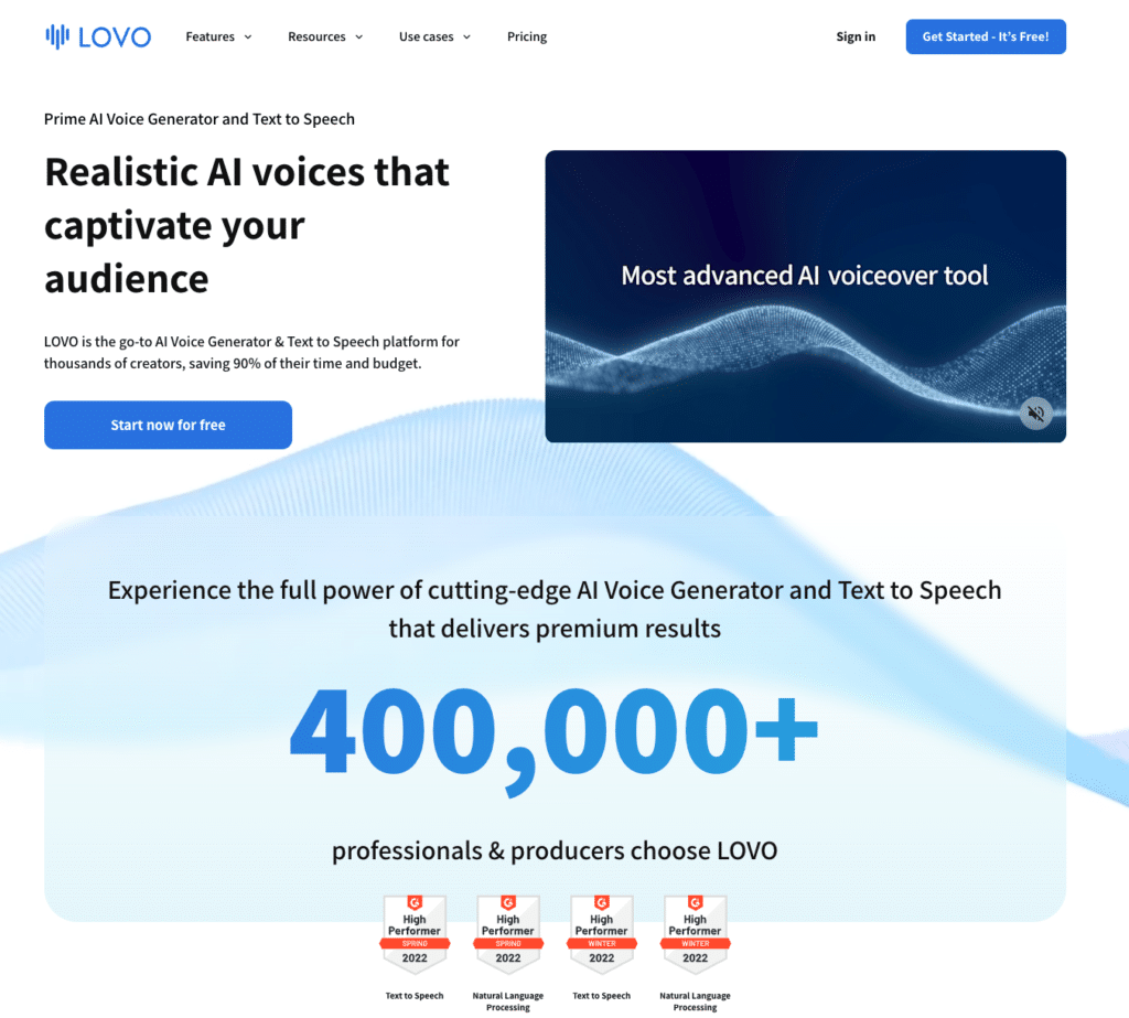 Lovo AI - Un generador de voz potente y versatil