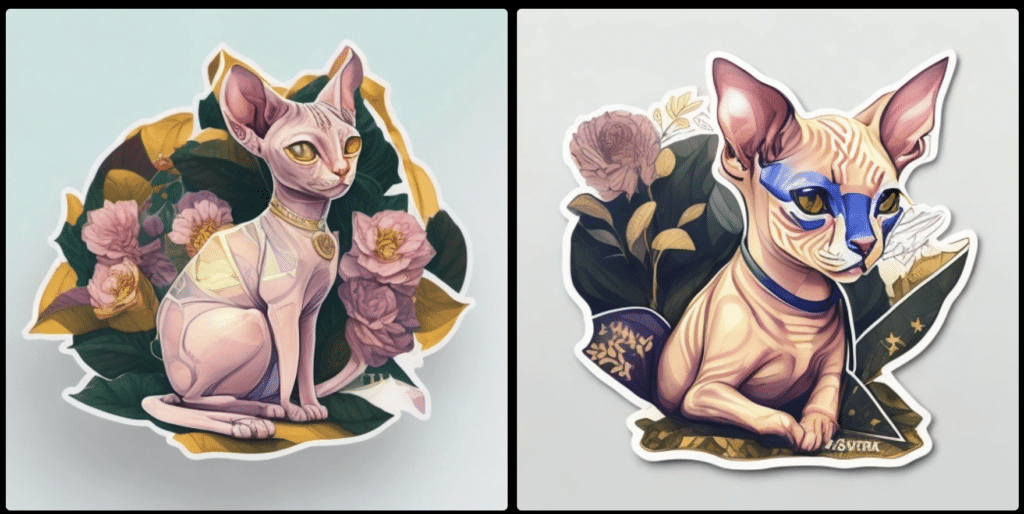 (sticker An adorable cute sphynx cat), stickers, adorable, lovely, whimsical, 3D vector art, cute and quirky, fantasy art, watercolor effect, bokeh, Adobe Illustrator, hand-drawn, digital painting, low-poly, low-lighting, bird's-eye view, isometric style, retro aesthetic, character-focused, 4K resolution, photorealistic rendering, character-focused and chess pieces, using Cinema 4D