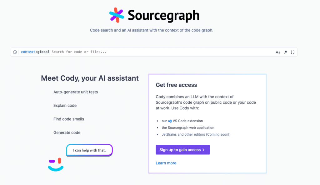 Sourcegraph - asistente potenciado con IA para ayudarte con tu código más rebelde