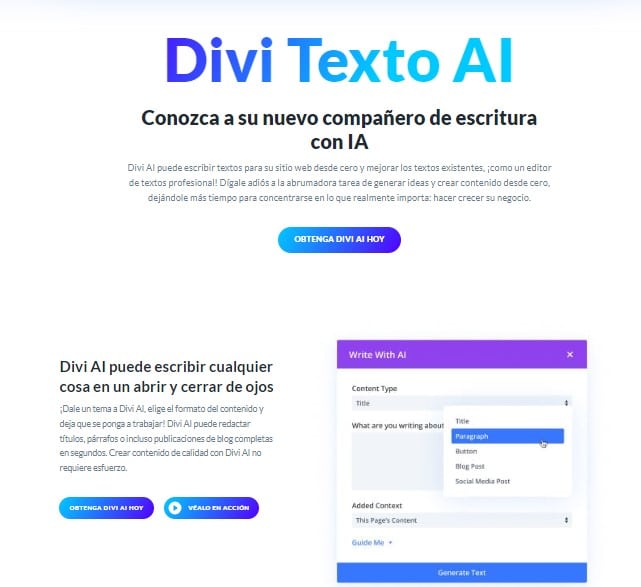 Textos relevantes con Divi IA