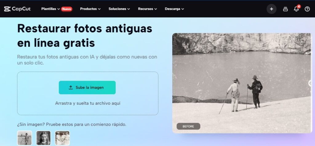 CapCut reparar fotos antiguas con IA