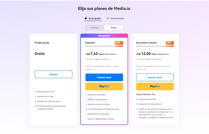 Media.io-precios.