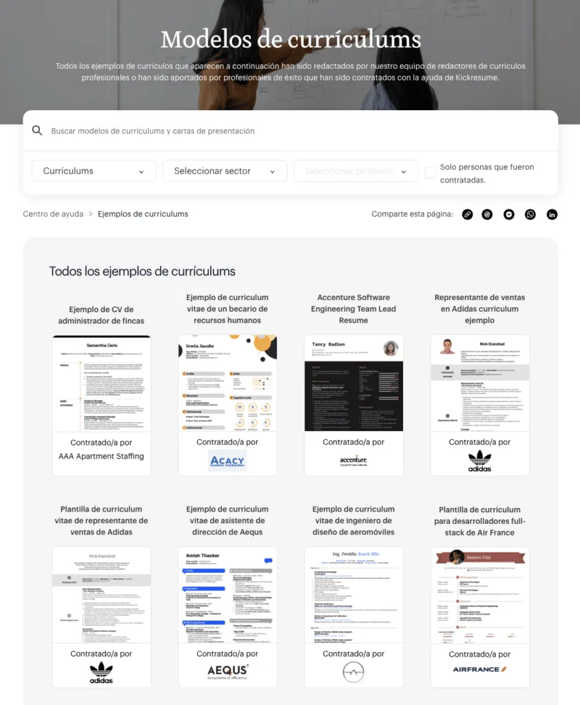 Kickresume te ofrece más de mil plantillas de currículums para ayudarte a crear el mejor cv