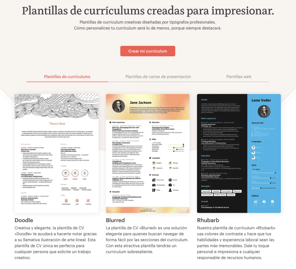 Kickresume - Plantillas currículum vitae