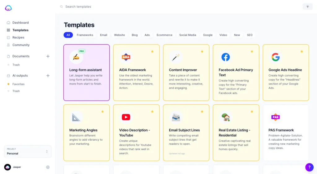 Jasper All Templates