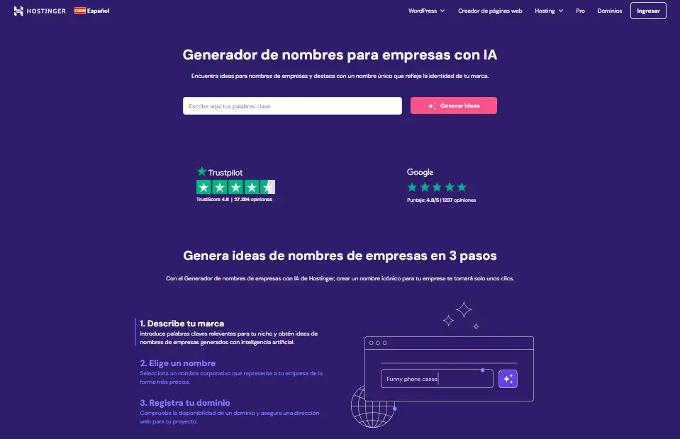 Generar nombres de negocios IA